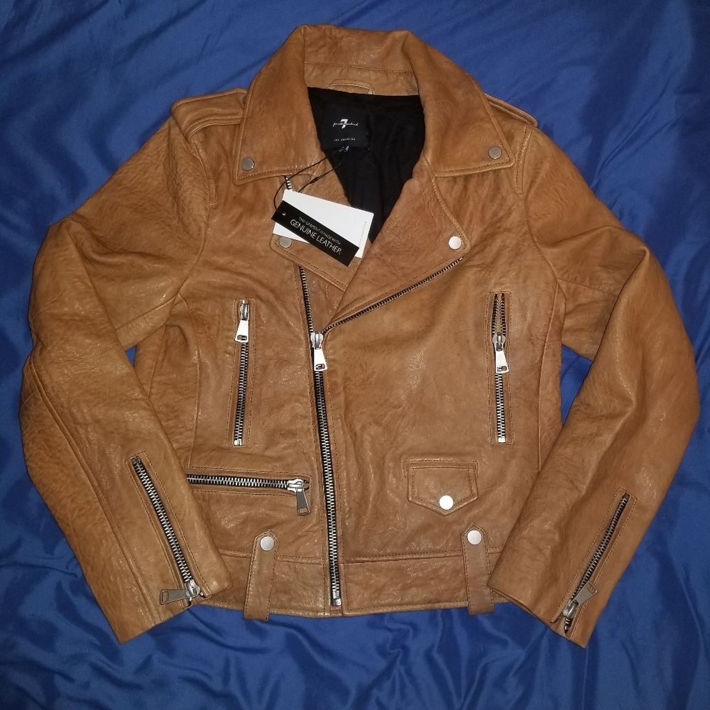 🆕️ Tan Cognac 7 for All Mankind Leather Jacket